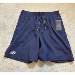 NWT Balance Mens Medium Training Shorts Navy Blue Elastic Waist Pockets Athletic